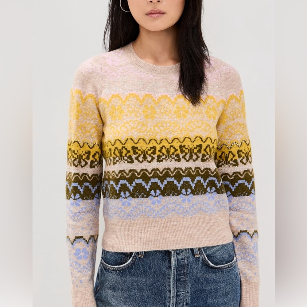 Cinq a Sept Lace Fair Isle Pullover
